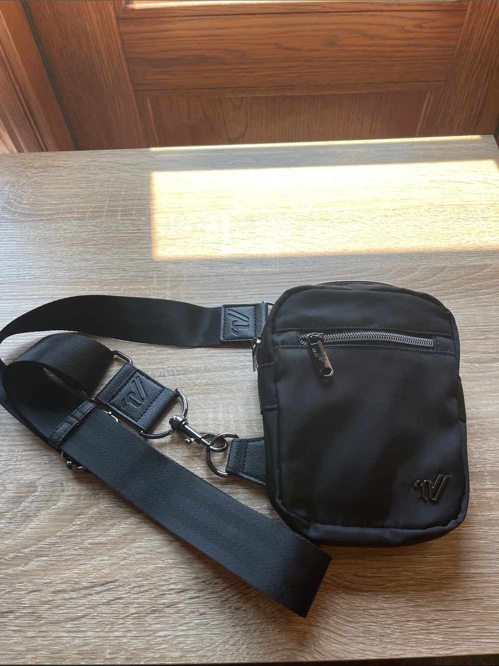 Black Varsity Brand Crossbody Bag - Sleek Everyday Carry